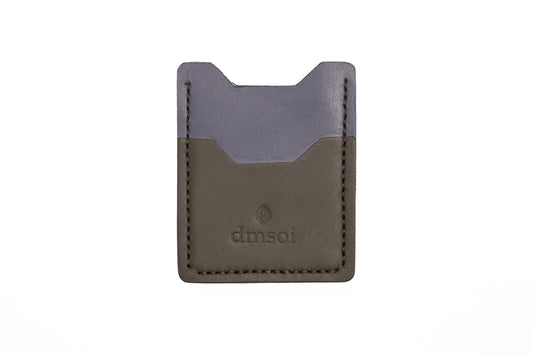 %100 El Yapımı Gri Haki Deri Kartlık – İnce Ön Cep Tasarımı, Erkekler ve Kadınlar İçin Minimalist Günlük Kullanım veya Hediyelik