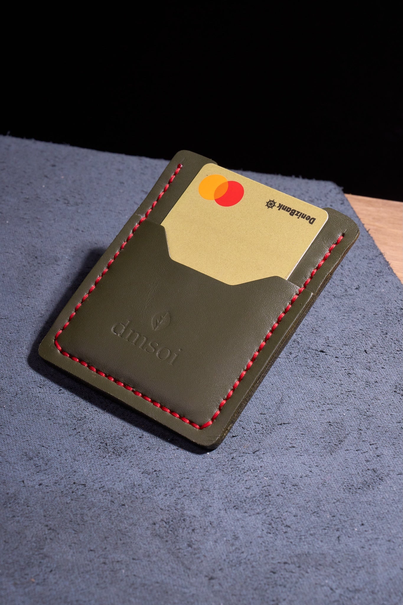 %100 El Yapımı Haki Deri Kartlık – İnce Ön Cep Tasarımı, Erkekler ve Kadınlar İçin Minimalist Günlük Kullanım veya Hediyelik