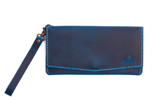 Turkuaz Erkek veya Kadın için Kulplu Cüzdan, Birinci Sınıf El Yapımı Hakiki Deri – 6  Kredi Kart / Kimlik Yuvası, Uzun, Şık ve Dayanıklı Katlanabilir Cüzdan, İş, Seyahat, Hediye ve Tüm ihtiyaçlarınız için Günlük Kullanım