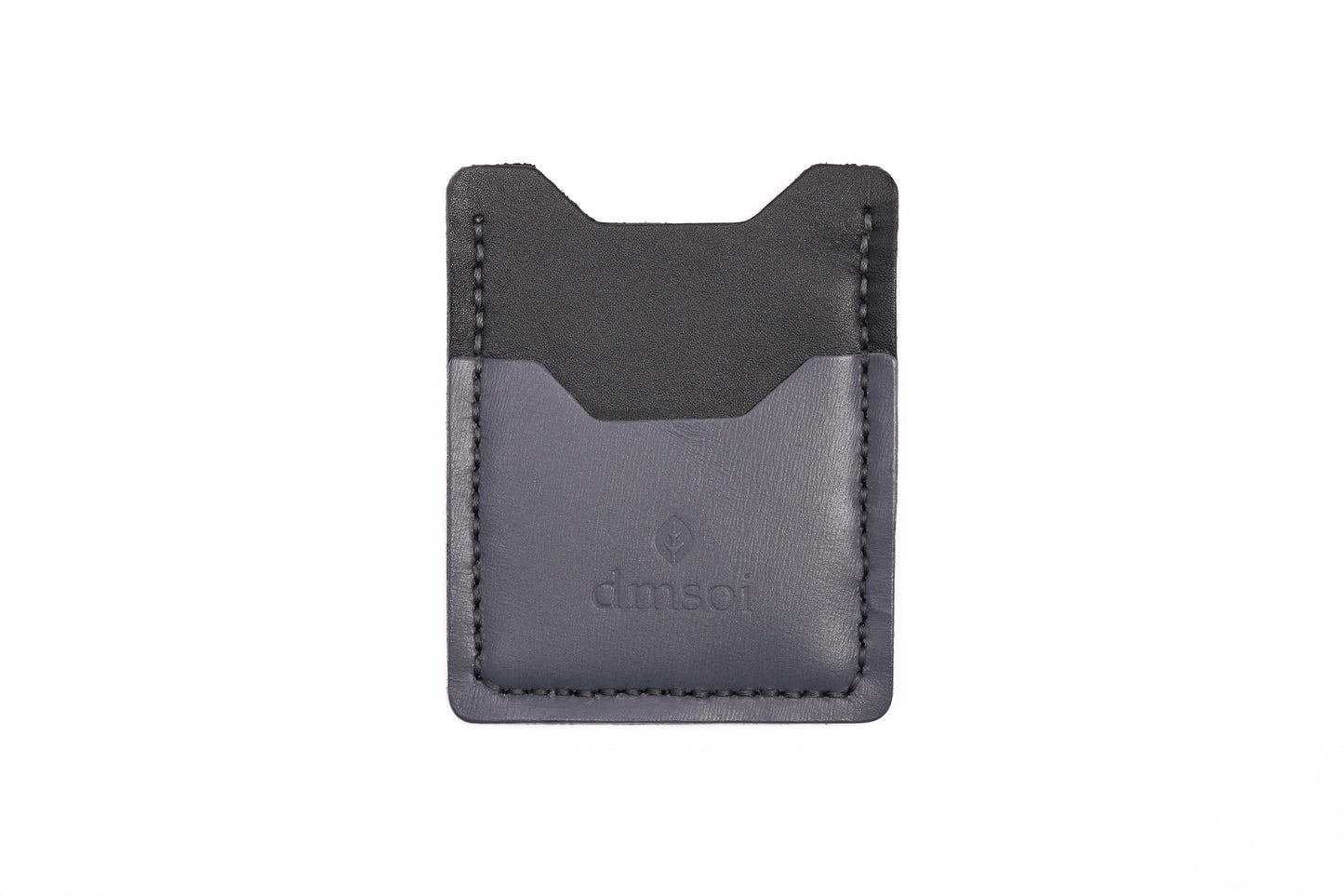 %100 El Yapımı Gri Siyah Deri Kartlık – İnce Ön Cep Tasarımı, Erkekler ve Kadınlar İçin Minimalist Günlük Kullanım veya Hediyelik