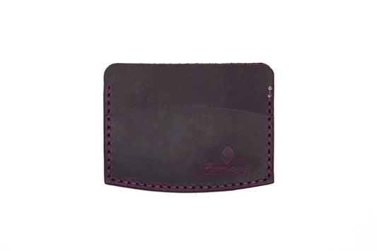 Mor El Yapımı Minimalist Deri Kartlık Cüzdan – %100 Dana Derisi – Erkekler ve Kadınlar İçin Birinci Sınıf İnce El Yapımı Cüzdan – Makine Kullanılmadan Üretilmiş El İşçiliği – Dayanıklı Günlük Kullanım Kartlığı