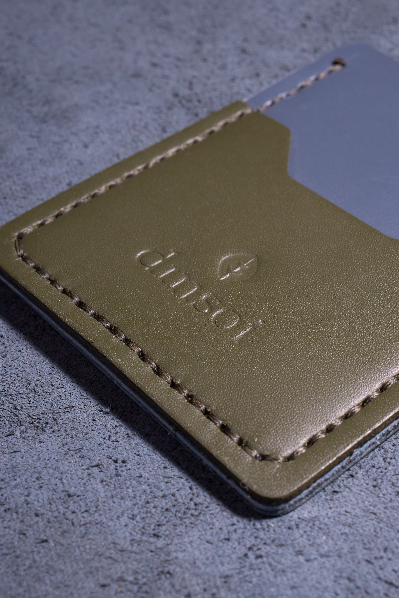 %100 El Yapımı Gri Haki Deri Kartlık – İnce Ön Cep Tasarımı, Erkekler ve Kadınlar İçin Minimalist Günlük Kullanım veya Hediyelik