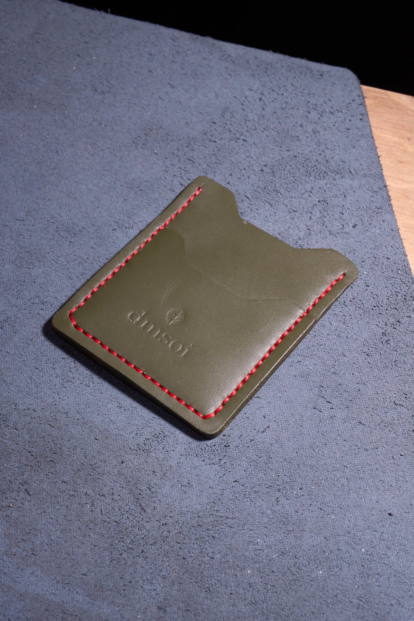 %100 El Yapımı Haki Deri Kartlık – İnce Ön Cep Tasarımı, Erkekler ve Kadınlar İçin Minimalist Günlük Kullanım veya Hediyelik