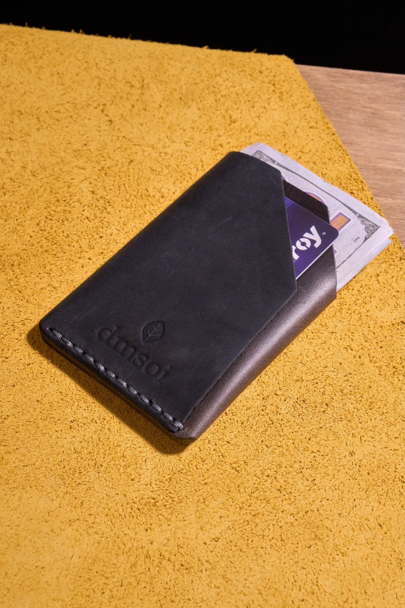 Gri Siyah - El Yapımı Minimalist Deri Kartlık – %100 Dana Derisi, Erkekler ve Kadınlar İçin Birinci Sınıf İnce El Yapımı Kartlık, Makine Kullanılmamıştır, Dayanıklı Günlük Kullanım Kartlık