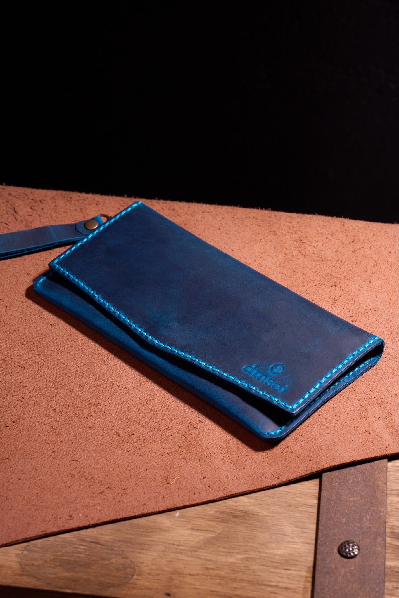 Turkuaz Erkek veya Kadın için Kulplu Cüzdan, Birinci Sınıf El Yapımı Hakiki Deri – 6  Kredi Kart / Kimlik Yuvası, Uzun, Şık ve Dayanıklı Katlanabilir Cüzdan, İş, Seyahat, Hediye ve Tüm ihtiyaçlarınız için Günlük Kullanım